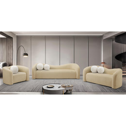 Meridian Kali Beige Faux Shearling Teddy Fabric Chair