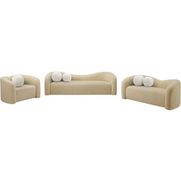 Meridian Kali Beige Faux Shearling Teddy Fabric Chair