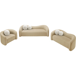 Meridian Kali Beige Faux Shearling Teddy Fabric Chair