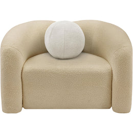 Meridian Kali Beige Faux Shearling Teddy Fabric Chair