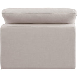 Meridian Comfy Beige Linen Textured Fabric Modular Armless Chair