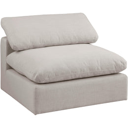 Meridian Comfy Beige Linen Textured Fabric Modular Armless Chair