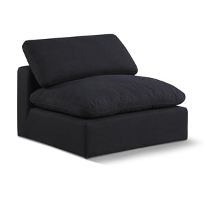 Meridian Comfy Black Linen Textured Fabric Modular Armless Chair