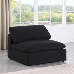 Meridian Comfy Black Linen Textured Fabric Modular Armless Chair
