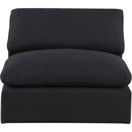 Meridian Comfy Black Linen Textured Fabric Modular Armless Chair