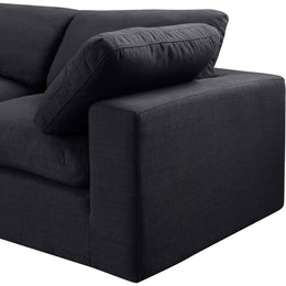 Meridian Comfy Black Linen Textured Fabric Modular Corner Chair