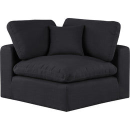 Meridian Comfy Black Linen Textured Fabric Modular Corner Chair