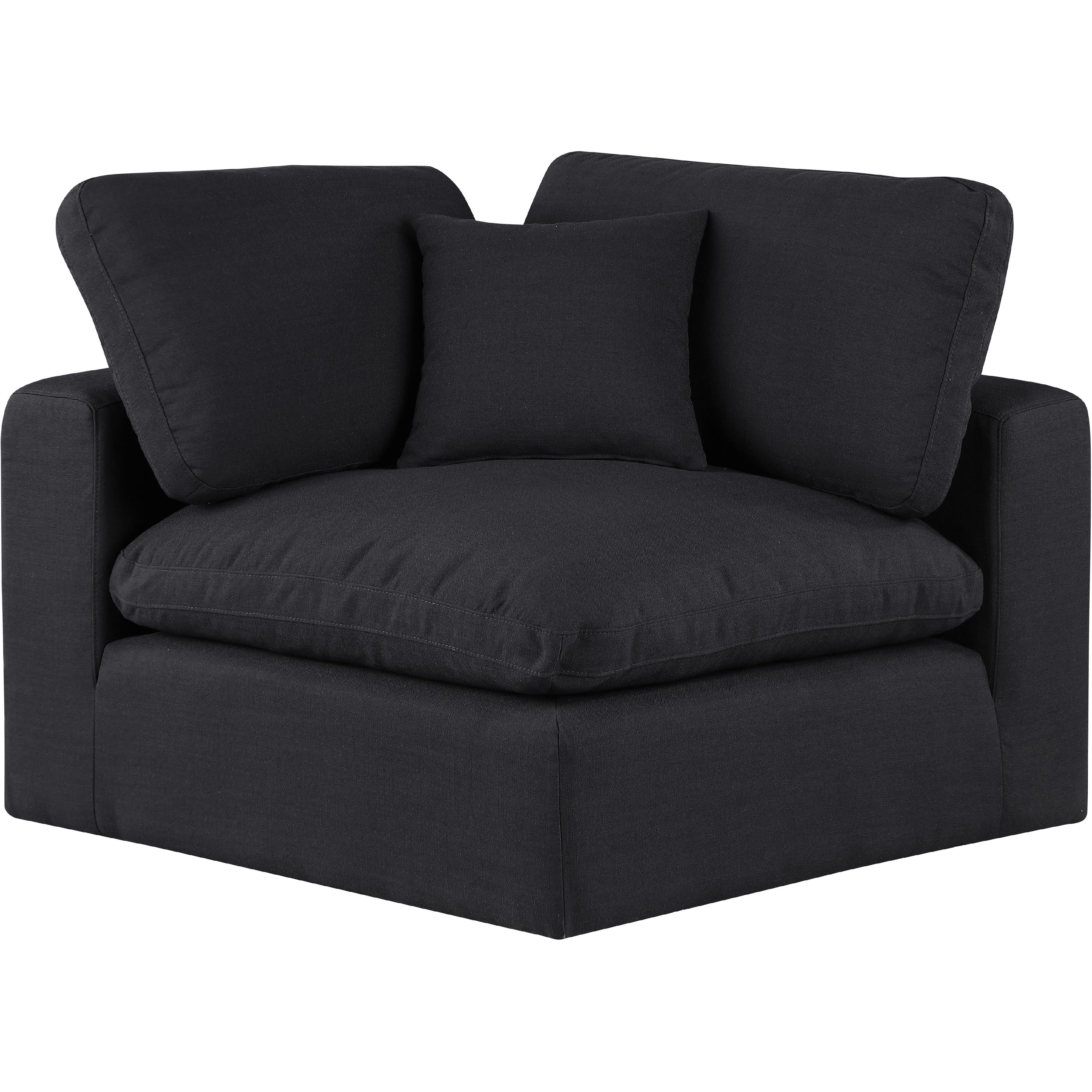 Meridian Comfy Black Linen Textured Fabric Modular Corner Chair