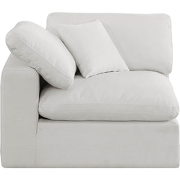 Meridian Comfy Cream Linen Textured Fabric Modular Corner Chair
