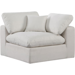 Meridian Comfy Cream Linen Textured Fabric Modular Corner Chair
