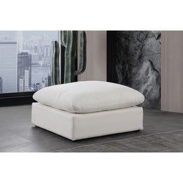 Meridian Comfy Cream Linen Textured Fabric Modular Ottoman