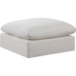 Meridian Comfy Cream Linen Textured Fabric Modular Ottoman