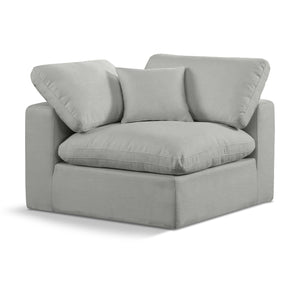 Meridian Comfy Grey Linen Textured Fabric Modular Corner Chair