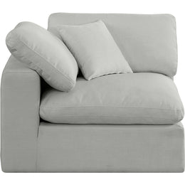 Meridian Comfy Grey Linen Textured Fabric Modular Corner Chair