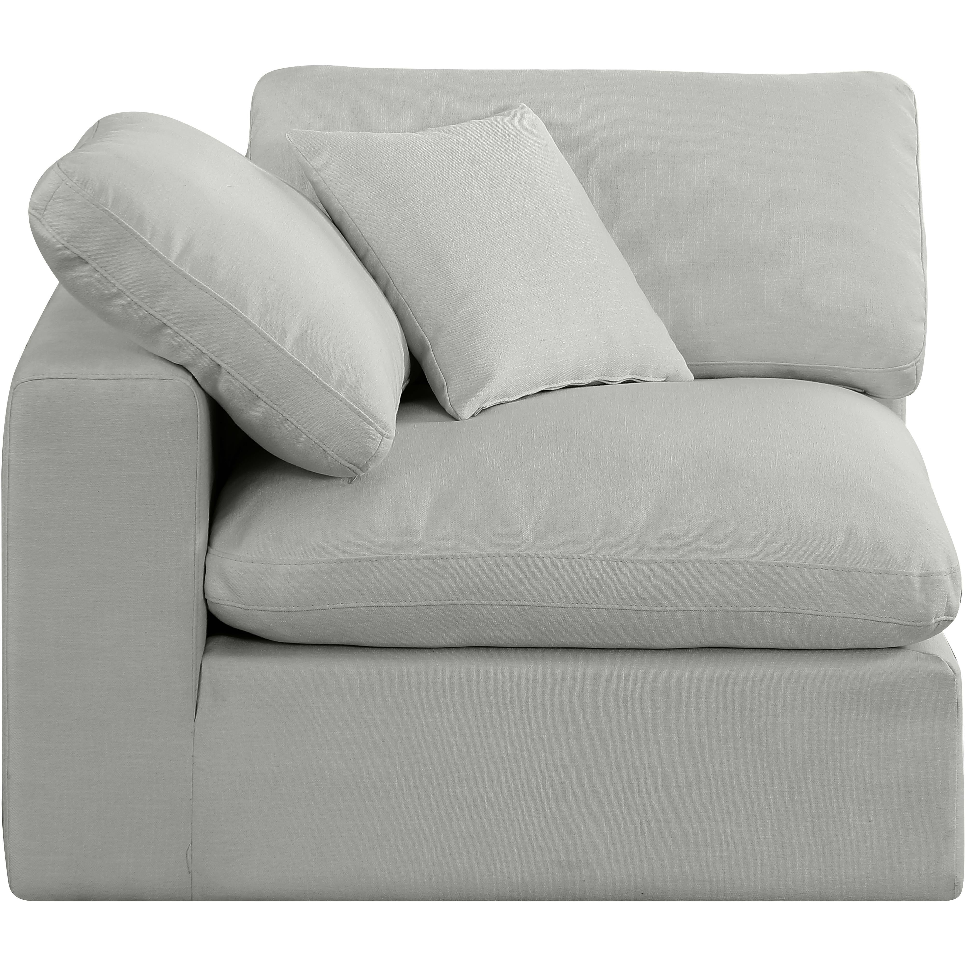Meridian Comfy Grey Linen Textured Fabric Modular Corner Chair