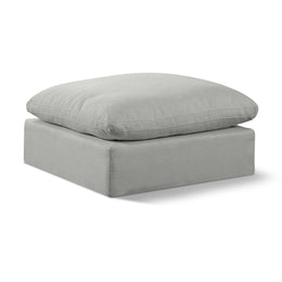 Meridian Comfy Grey Linen Textured Fabric Modular Ottoman
