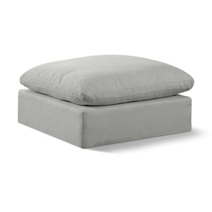 Meridian Comfy Grey Linen Textured Fabric Modular Ottoman