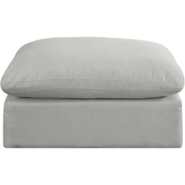 Meridian Comfy Grey Linen Textured Fabric Modular Ottoman