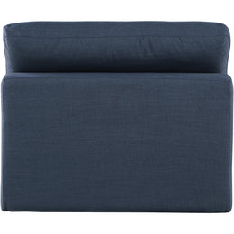 Meridian Comfy Navy Linen Textured Fabric Modular Armless Chair