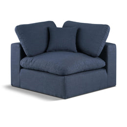 Meridian Comfy Navy Linen Textured Fabric Modular Corner Chair