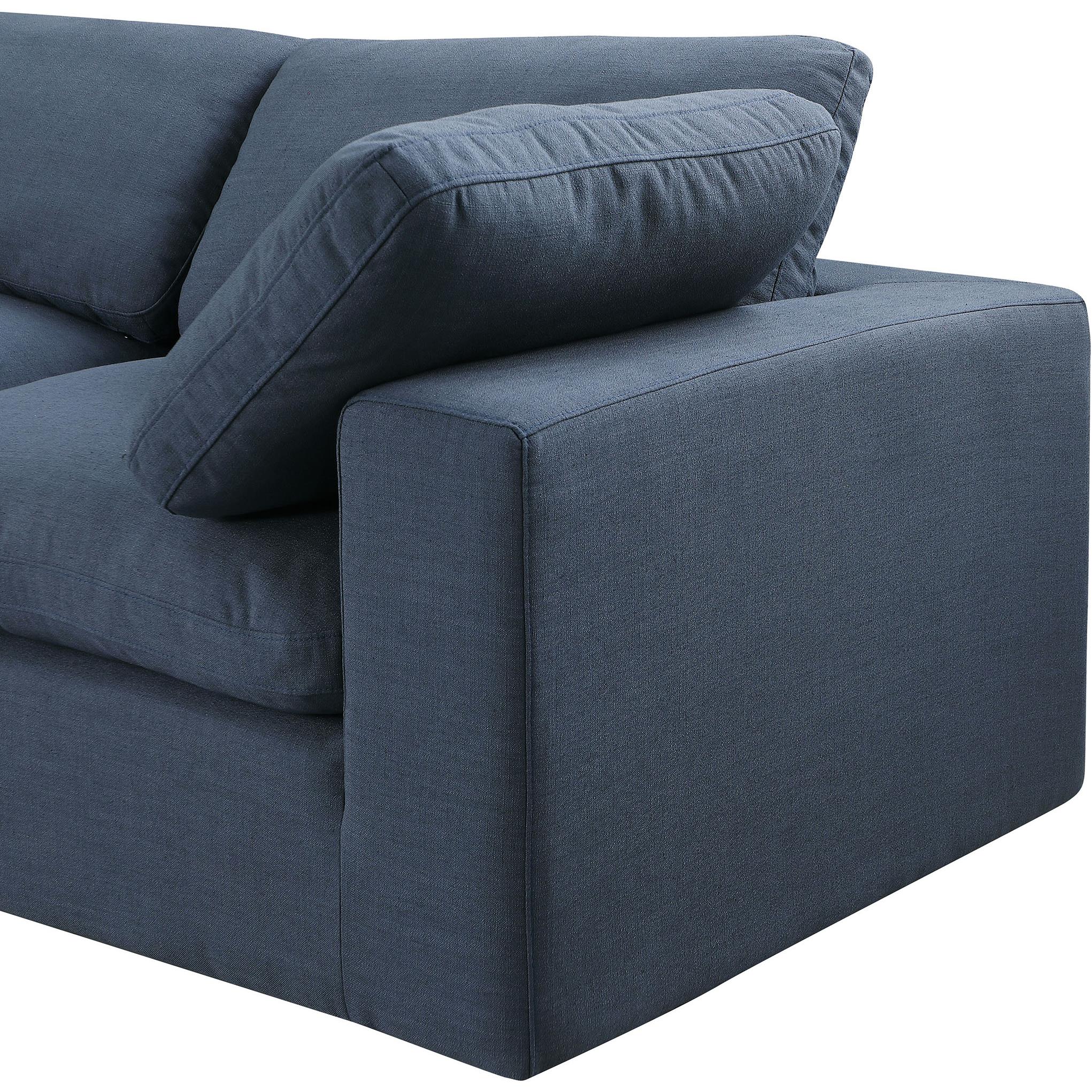 Meridian Comfy Navy Linen Textured Fabric Modular Corner Chair