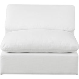 Meridian Comfy White Linen Textured Fabric Modular Armless Chair