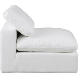 Meridian Comfy White Linen Textured Fabric Modular Armless Chair