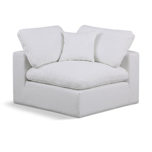 Meridian Comfy White Linen Textured Fabric Modular Corner Chair