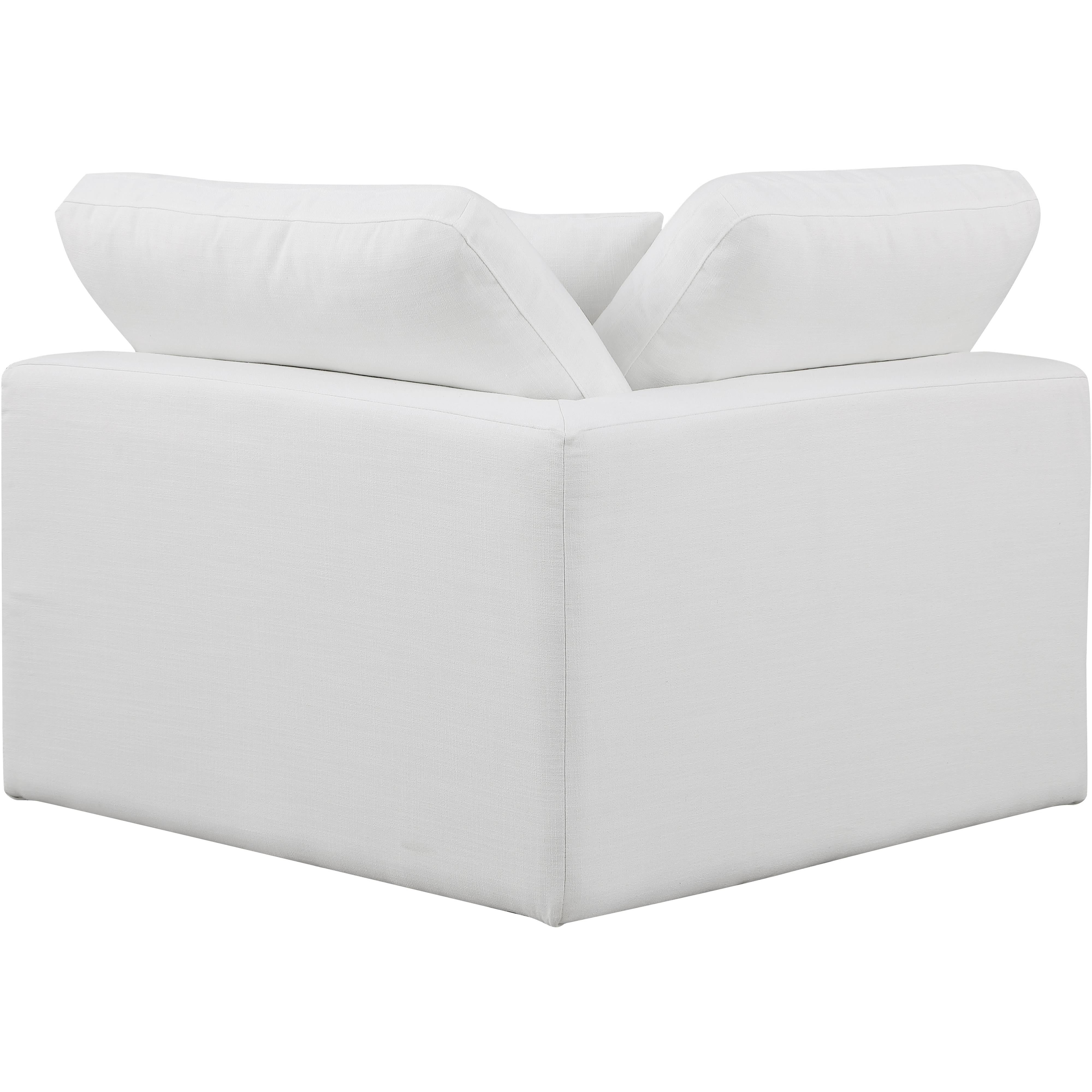 Meridian Comfy White Linen Textured Fabric Modular Corner Chair
