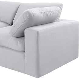 Meridian Comfy White Linen Textured Fabric Modular Corner Chair
