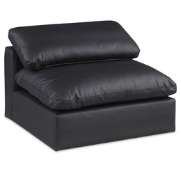 Meridian Comfy Black Vegan Leather Modular Armless Chair