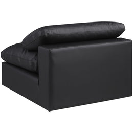 Meridian Comfy Black Vegan Leather Modular Armless Chair