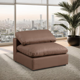 Meridian Comfy Brown Vegan Leather Modular Armless Chair