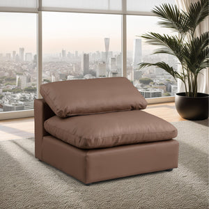 Meridian Comfy Brown Vegan Leather Modular Armless Chair