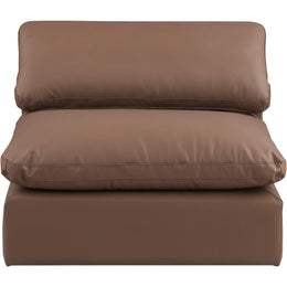 Meridian Comfy Brown Vegan Leather Modular Armless Chair