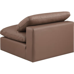 Meridian Comfy Brown Vegan Leather Modular Armless Chair