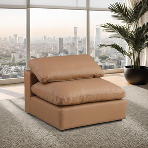 Meridian Comfy Cognac Vegan Leather Modular Armless Chair