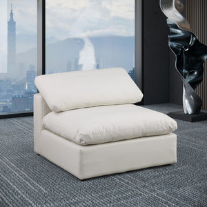 Meridian Comfy Cream Vegan Leather Modular Armless Chair
