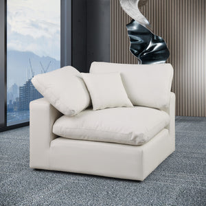 Meridian Comfy Cream Vegan Leather Modular Corner Chair