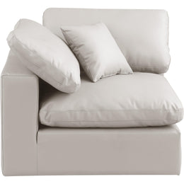 Meridian Comfy Cream Vegan Leather Modular Corner Chair