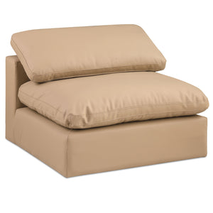 Meridian Comfy Tan Vegan Leather Modular Armless Chair