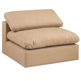 Meridian Comfy Tan Vegan Leather Modular Armless Chair