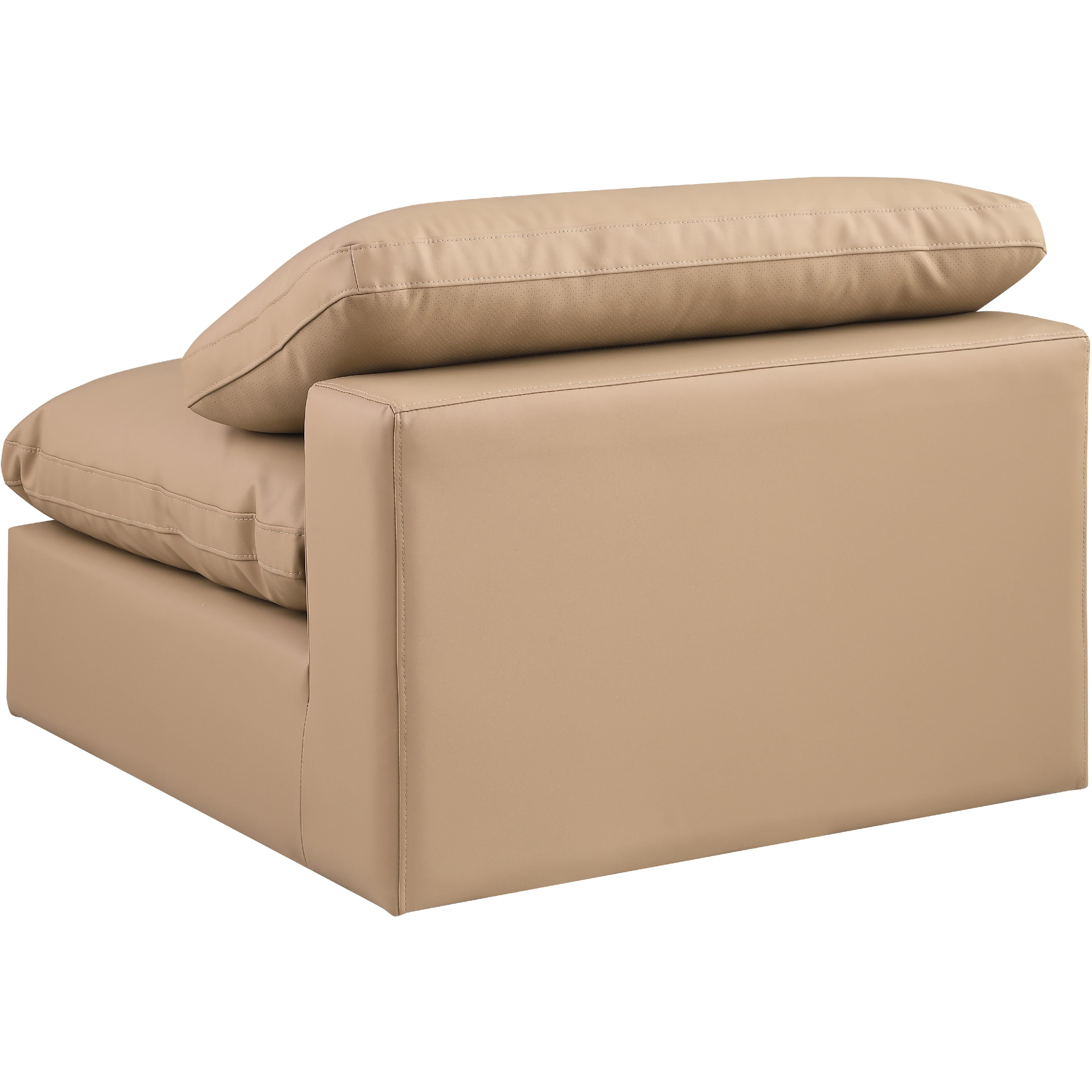 Meridian Comfy Tan Vegan Leather Modular Armless Chair