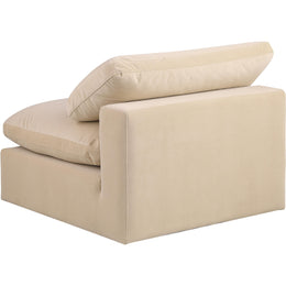 Meridian Comfy Beige Velvet Modular Armless Chair