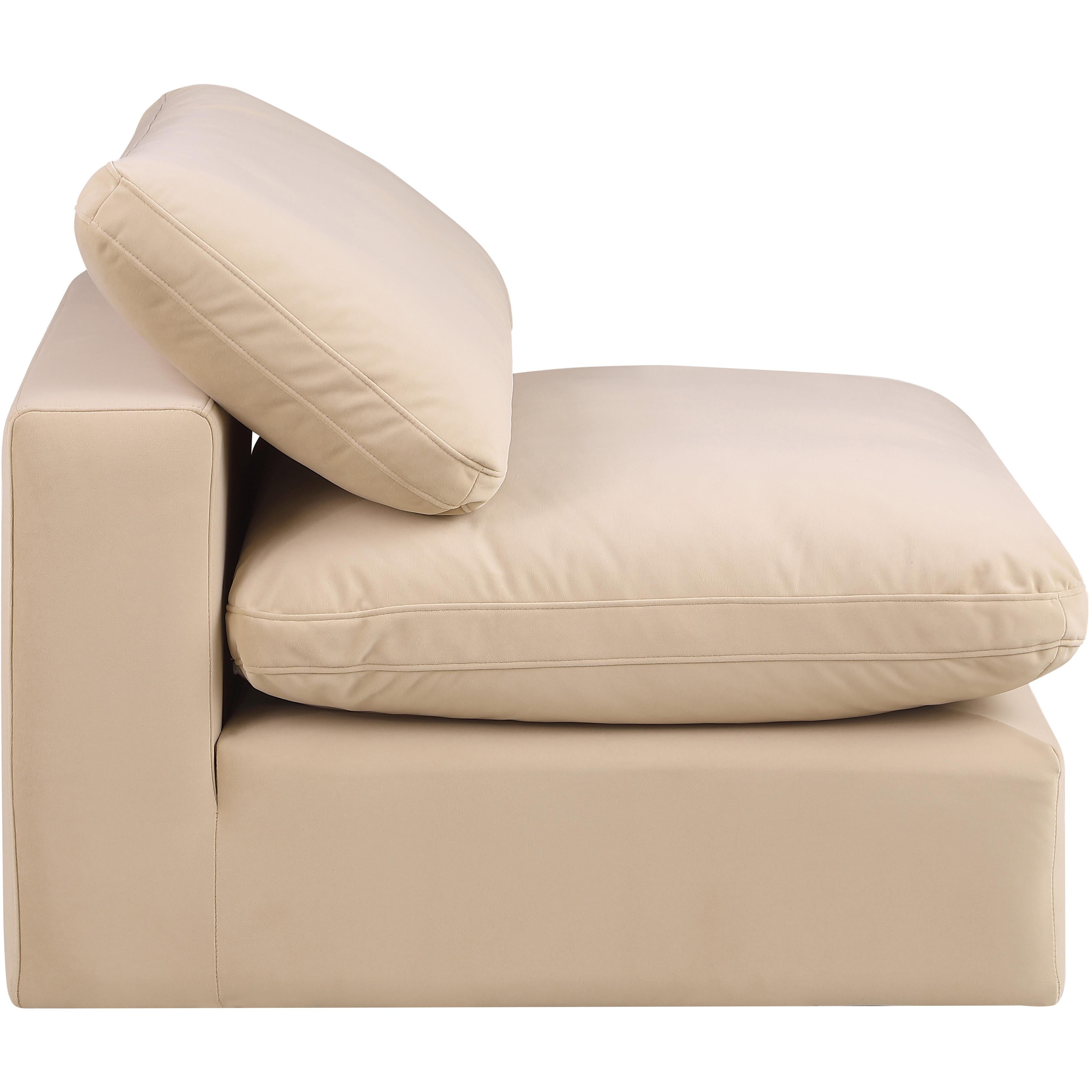 Meridian Comfy Beige Velvet Modular Armless Chair