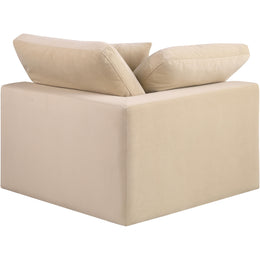 Meridian Comfy Beige Velvet Modular Corner Chair