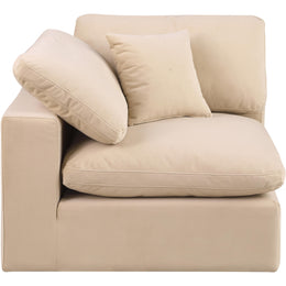 Meridian Comfy Beige Velvet Modular Corner Chair