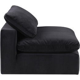 Meridian Comfy Black Velvet Modular Armless Chair