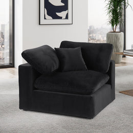 Meridian Comfy Black Velvet Modular Corner Chair