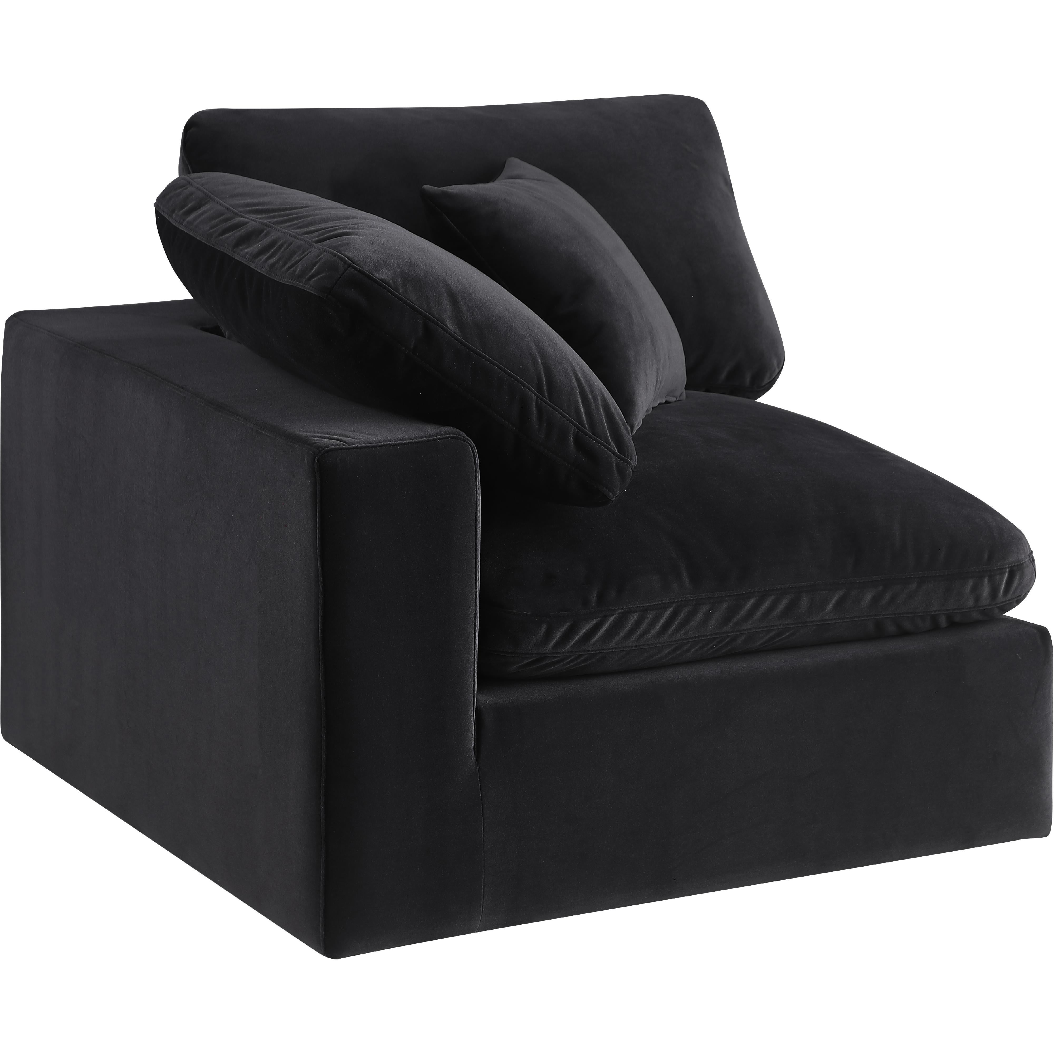 Meridian Comfy Black Velvet Modular Corner Chair